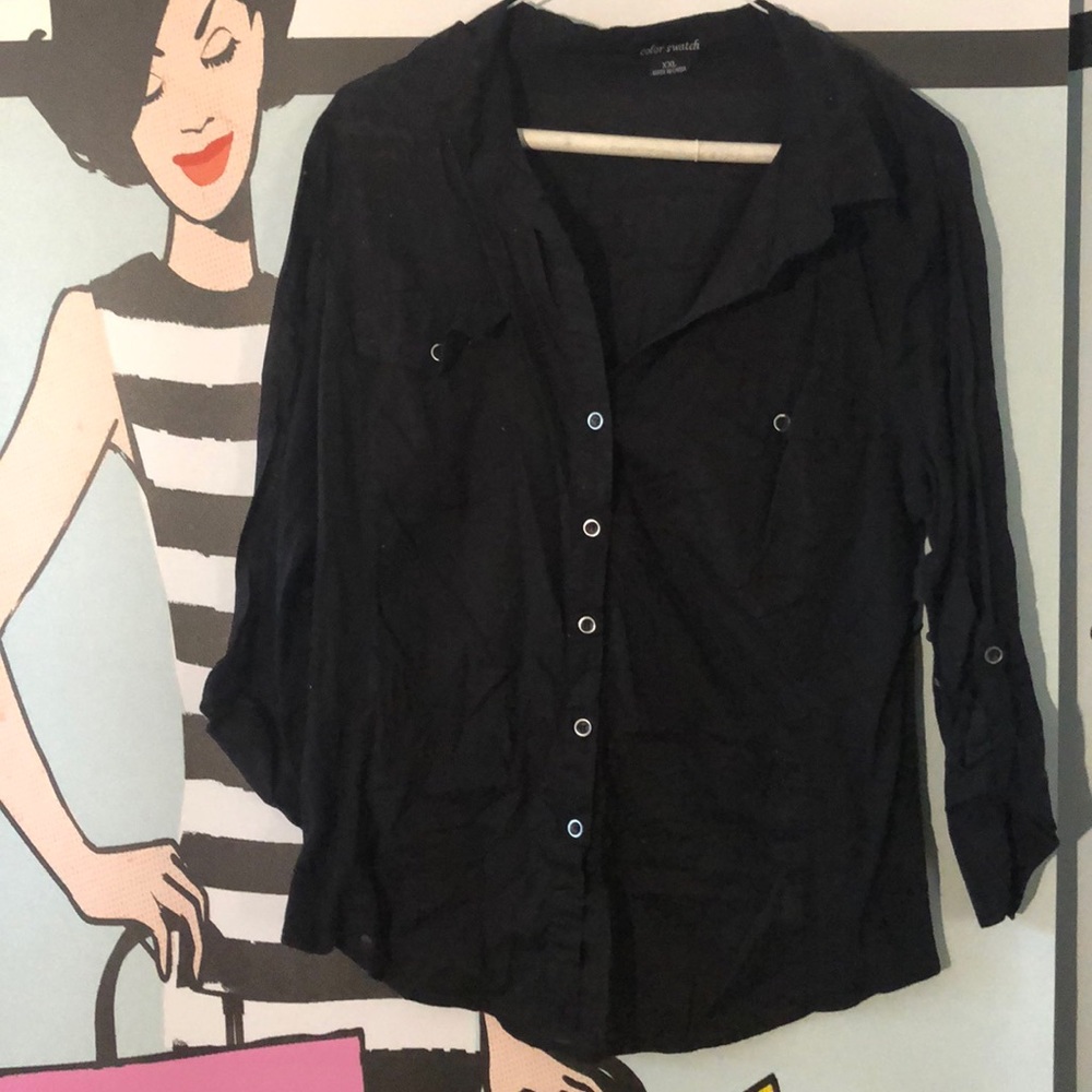 Black Color Swatch XXL button down shirt